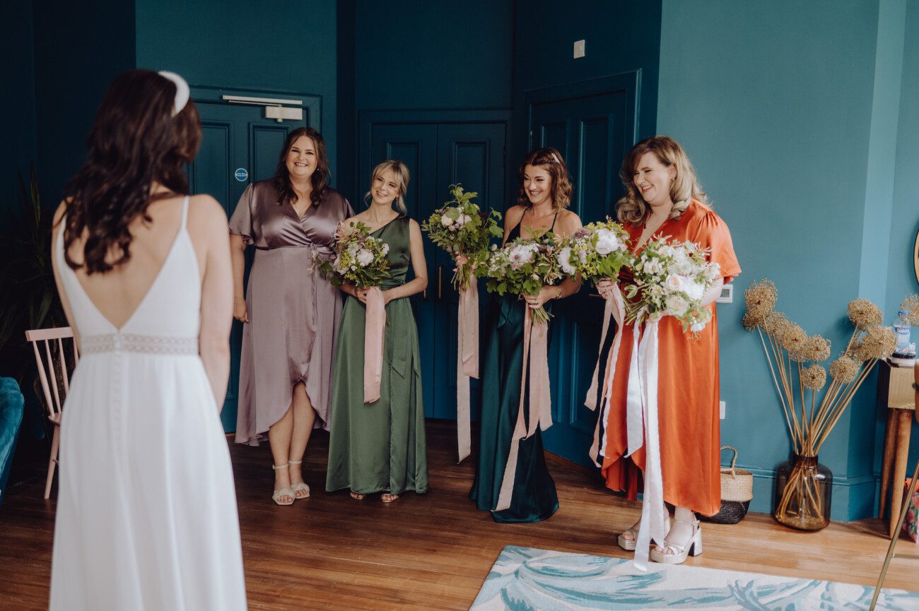 Bride with bridesmaids