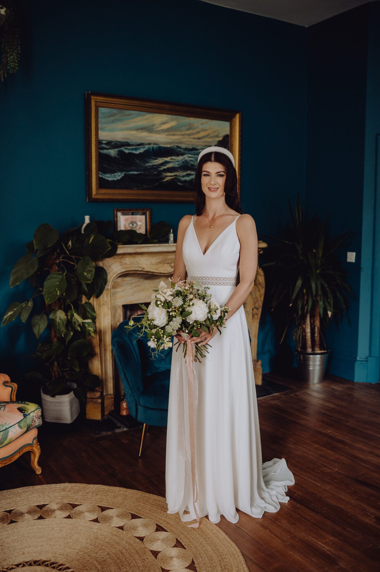 Bride in her wedding dress