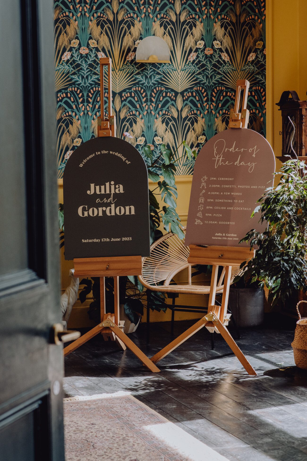 Sign announcing Julia's and Gordon's Netherbyres House wedding