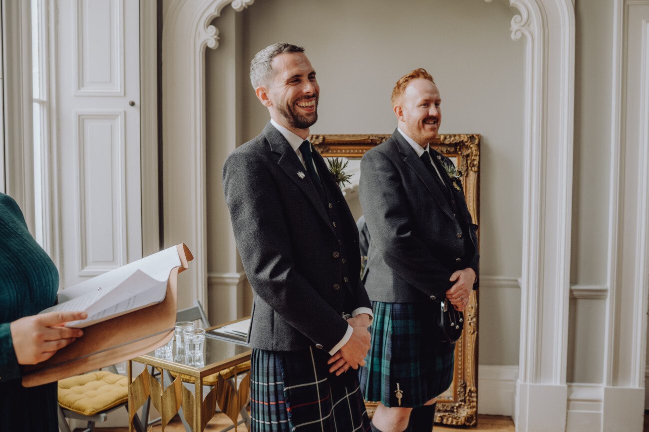 Groom awaiting arrival of the bride