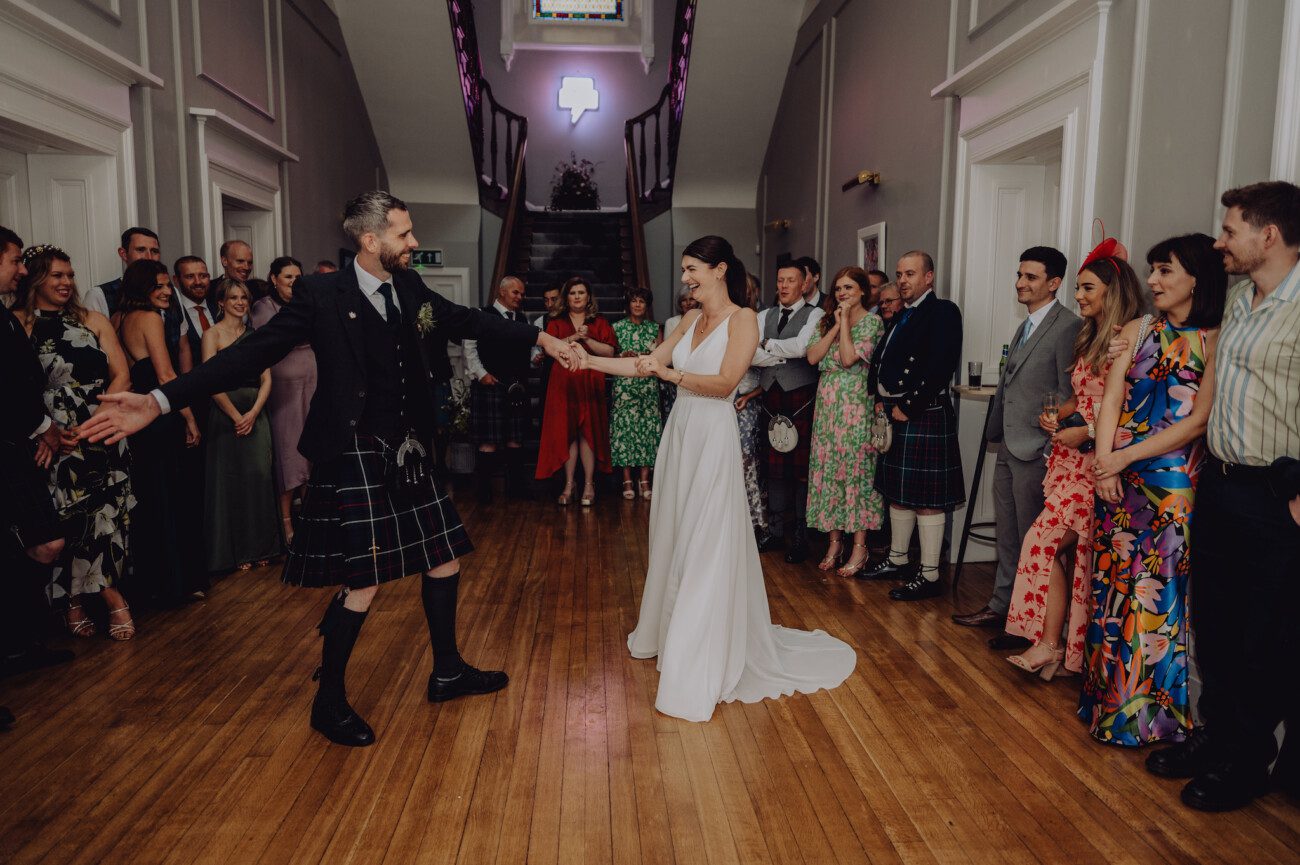 Bride and groom sharing their first dance